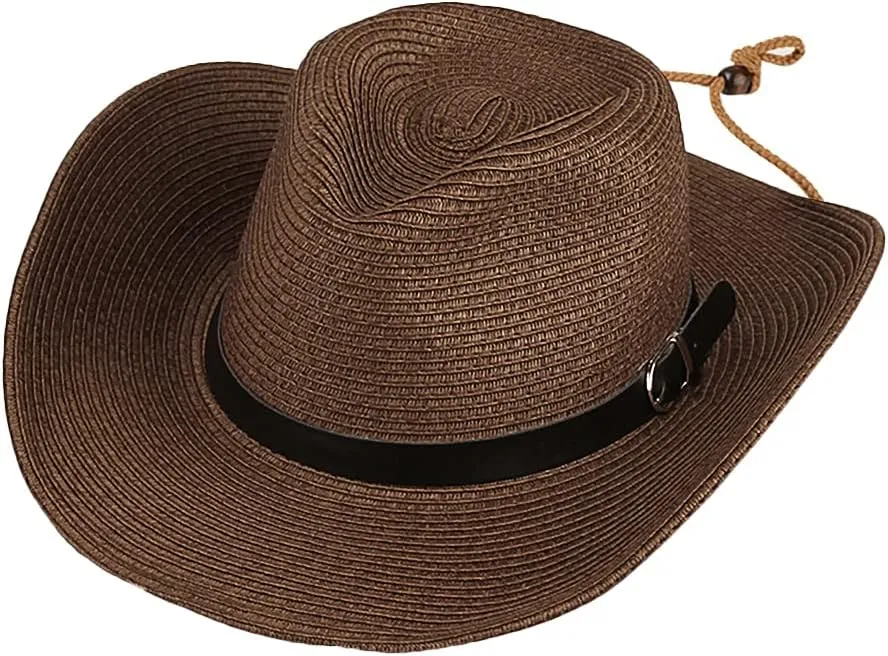 Western Cowboy Hat for Men Women Beach Sun Hat Wide Brim Panama Fedora Outdoor Foldable Summer Straw Sombrero Rancher Cap