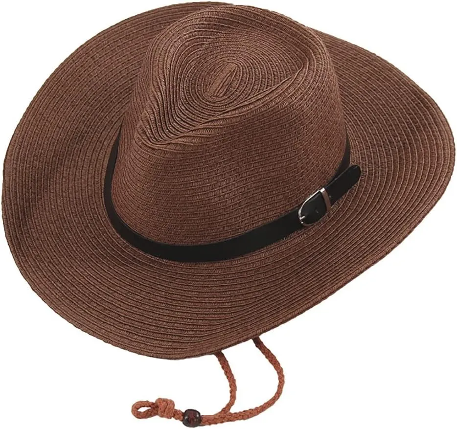 Western Cowboy Hat for Men Women Beach Sun Hat Wide Brim Panama Fedora Outdoor Foldable Summer Straw Sombrero Rancher Cap