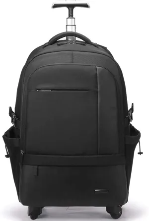 Wheeled Backpack Multifuctional Pull Rod Backpack 21 Inches with Waterproof Cover,Laptop Bag (Black)