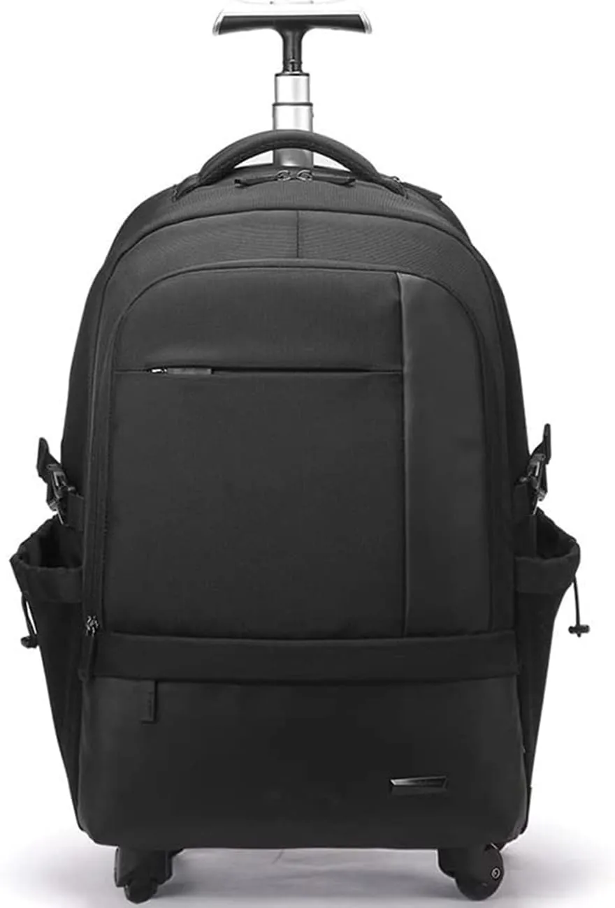 Wheeled Backpack Multifuctional Pull Rod Backpack 21 Inches with Waterproof Cover,Laptop Bag (Blue)