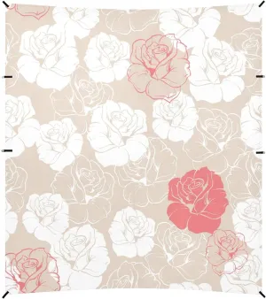 White and Red Roses Beach Tent Camping Sun Shelters Portable Outdoor Canopy Sun Shade for Camping Trips Fishing Backyard Fun or Picnics Easy Setup with Carrying Bag