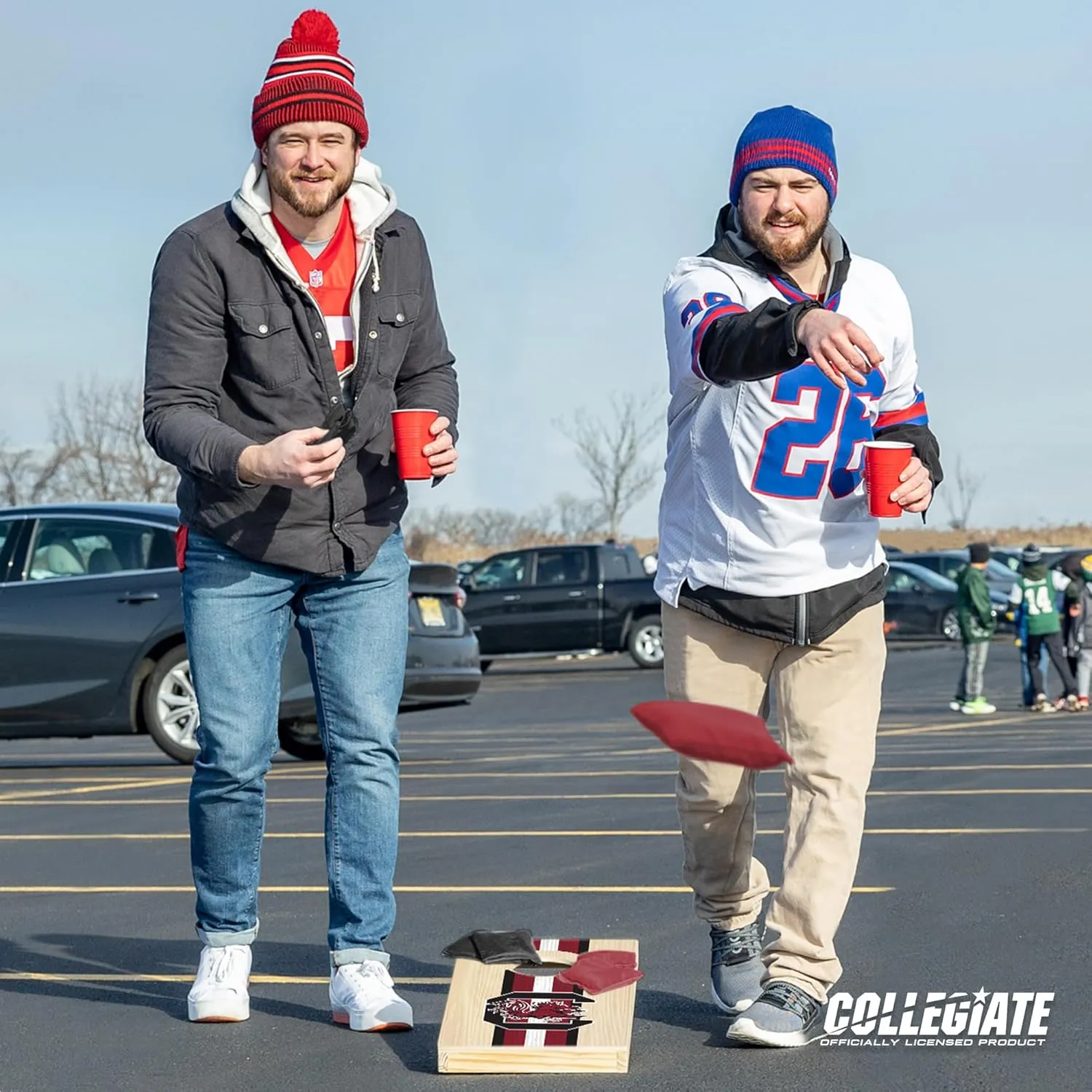 Wild Sports College Portable Size 1' x 2' Solid Wood Cornhole Set with Direct Print HD Team Graphics – Travel Size