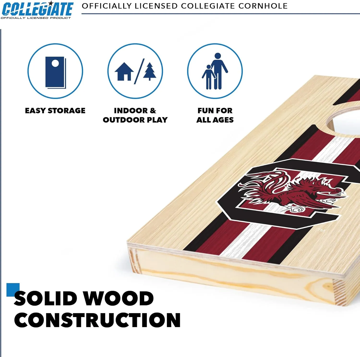 Wild Sports College Portable Size 1' x 2' Solid Wood Cornhole Set with Direct Print HD Team Graphics – Travel Size