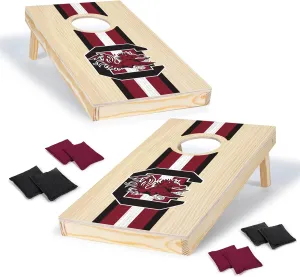 Wild Sports College Portable Size 1' x 2' Solid Wood Cornhole Set with Direct Print HD Team Graphics – Travel Size