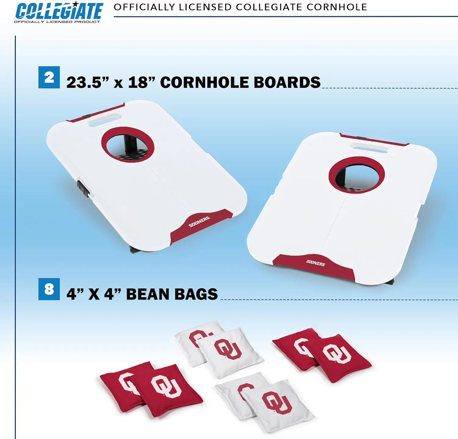 Wild Sports NCAA Pro Football All-Weather Cornhole Set - Travel Bean Bag Toss Set Includes 8 Bean Bags