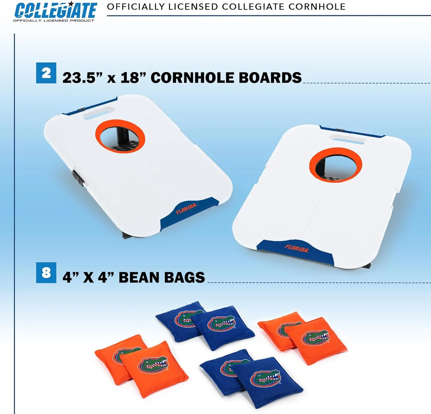 Wild Sports NCAA Pro Football All-Weather Cornhole Set - Travel Bean Bag Toss Set Includes 8 Bean Bags