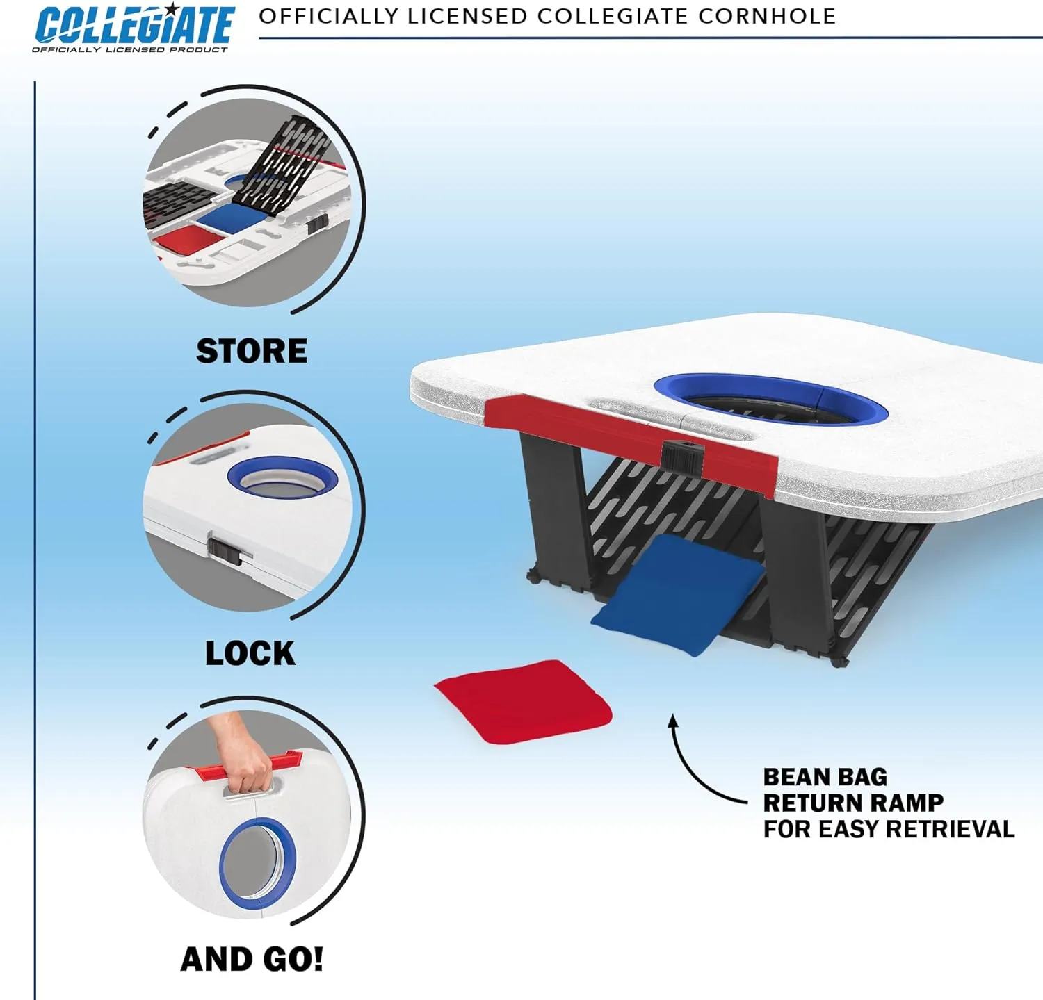 Wild Sports NCAA Pro Football All-Weather Cornhole Set - Travel Bean Bag Toss Set Includes 8 Bean Bags