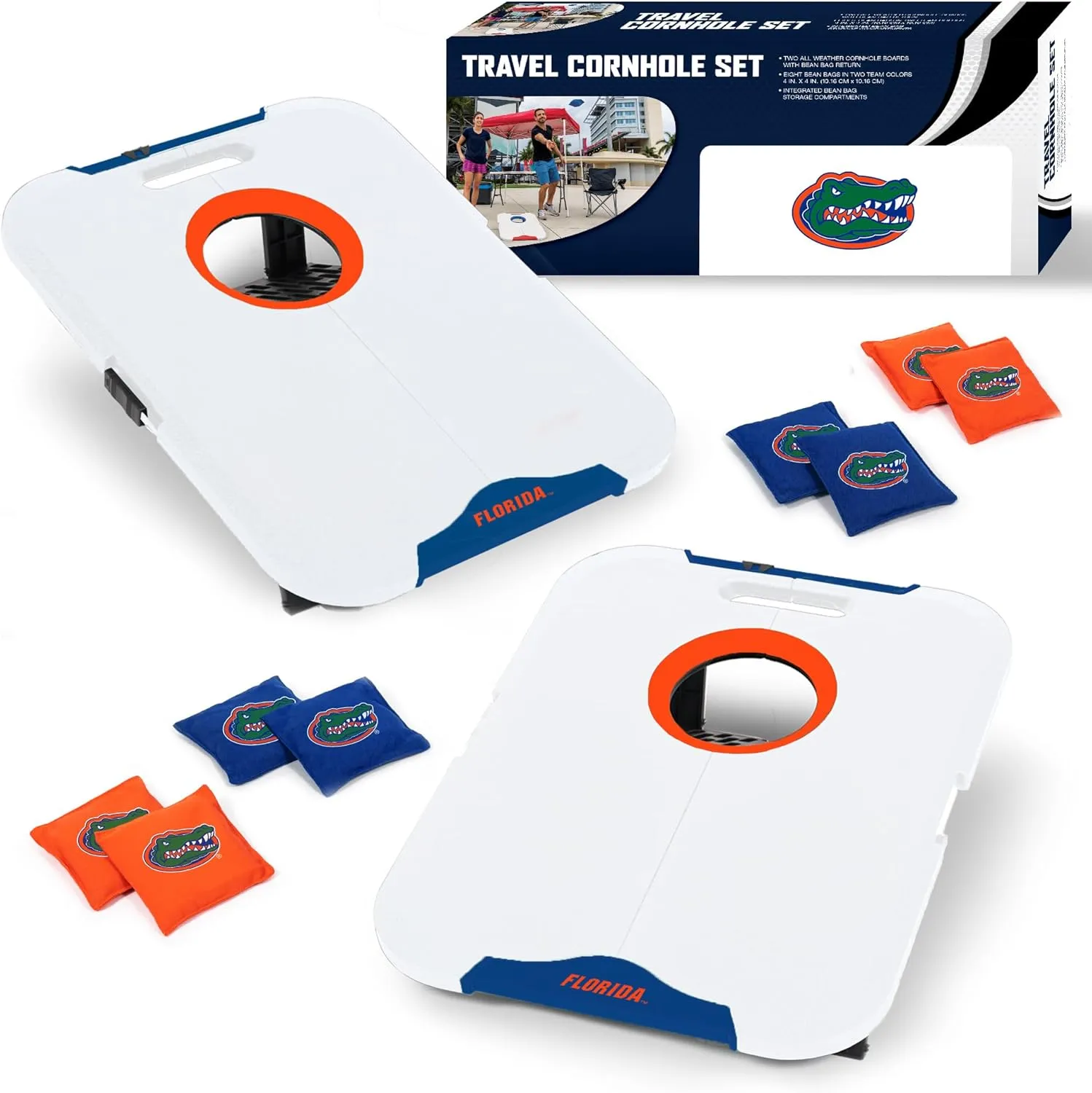 Wild Sports NCAA Pro Football All-Weather Cornhole Set - Travel Bean Bag Toss Set Includes 8 Bean Bags