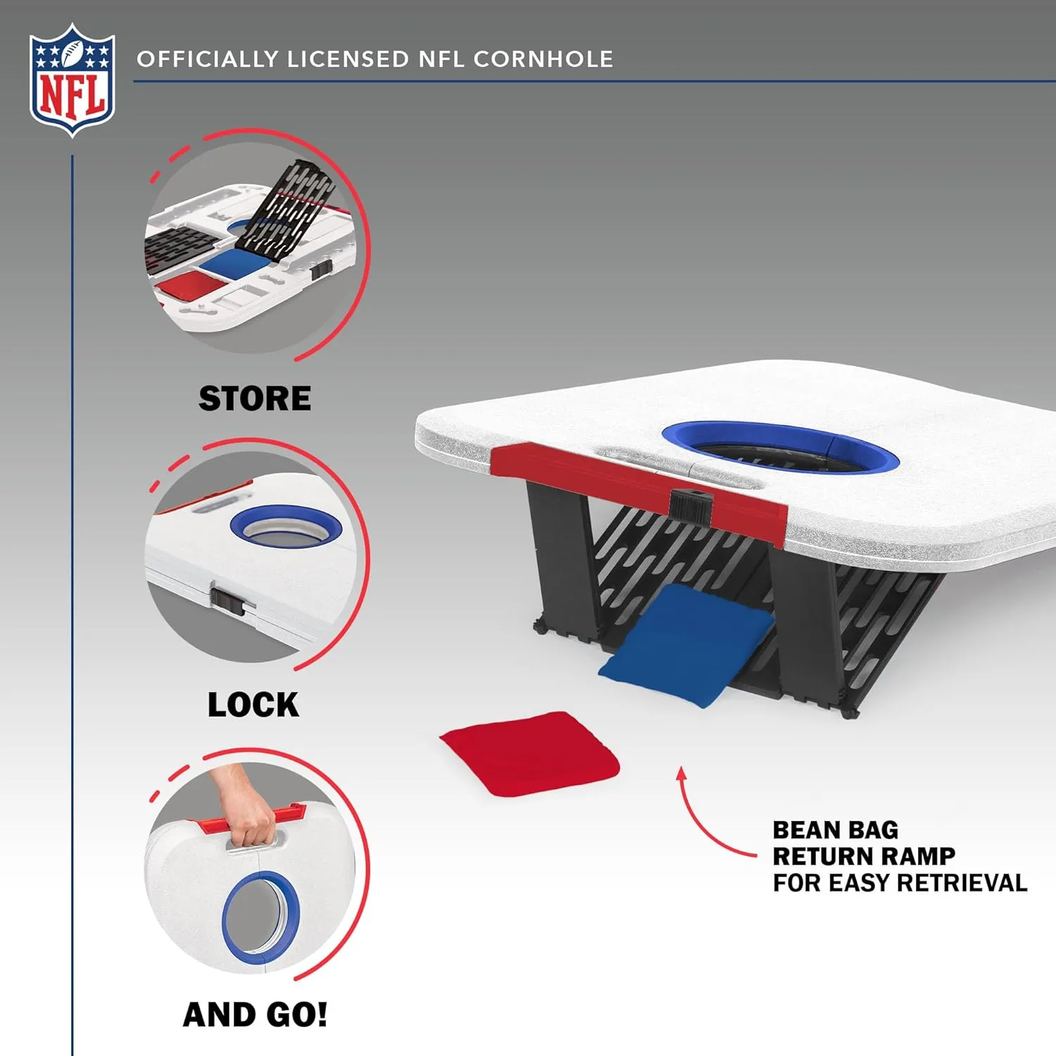 Wild Sports NFL Pro Football All-Weather Cornhole Set - Travel Bean Bag Toss Set Includes 8 Bean Bags
