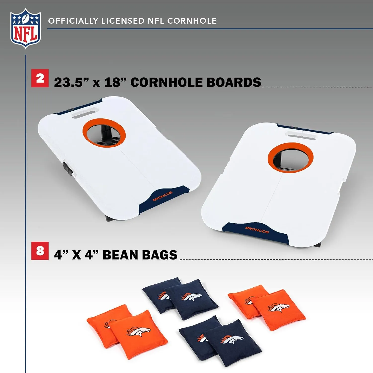 Wild Sports NFL Pro Football All-Weather Cornhole Set - Travel Bean Bag Toss Set Includes 8 Bean Bags