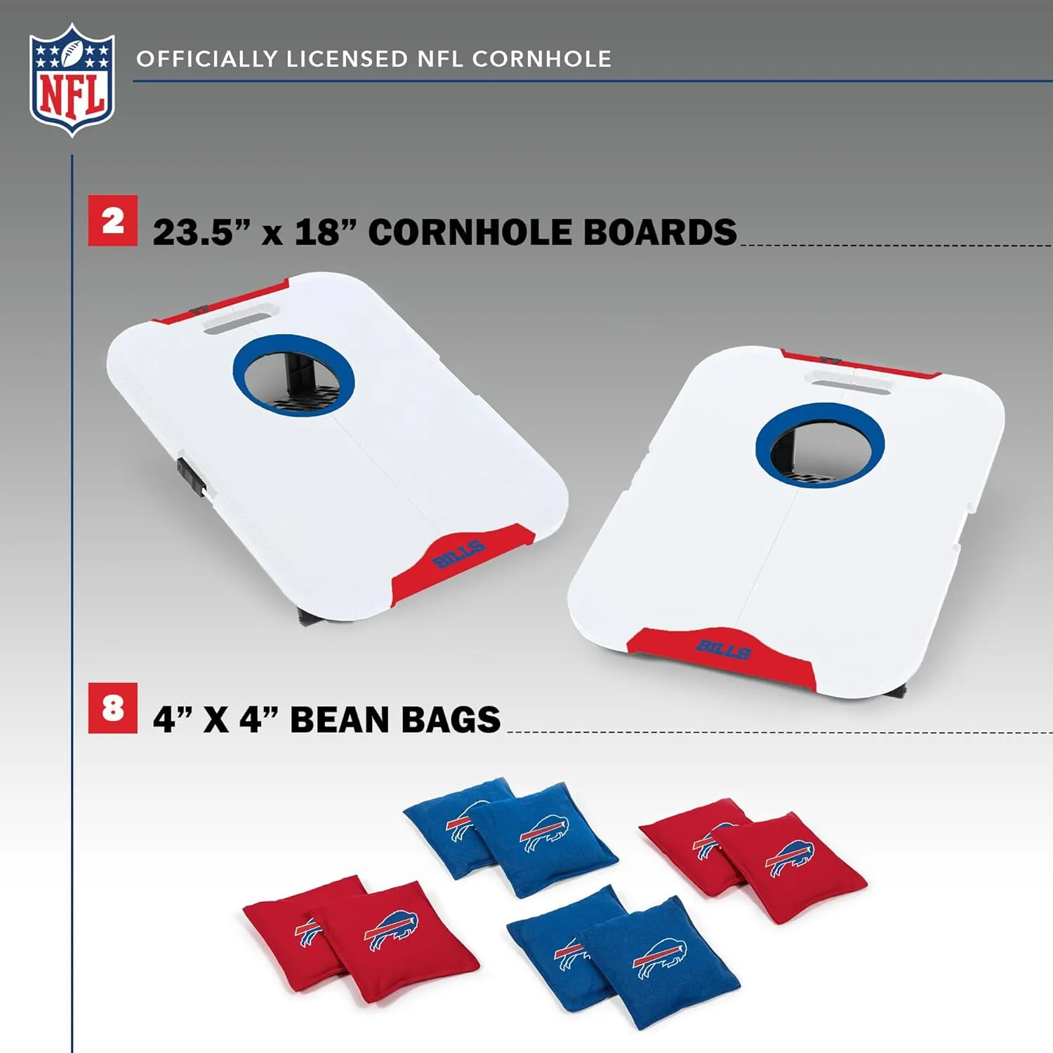 Wild Sports NFL Pro Football All-Weather Cornhole Set - Travel Bean Bag Toss Set Includes 8 Bean Bags
