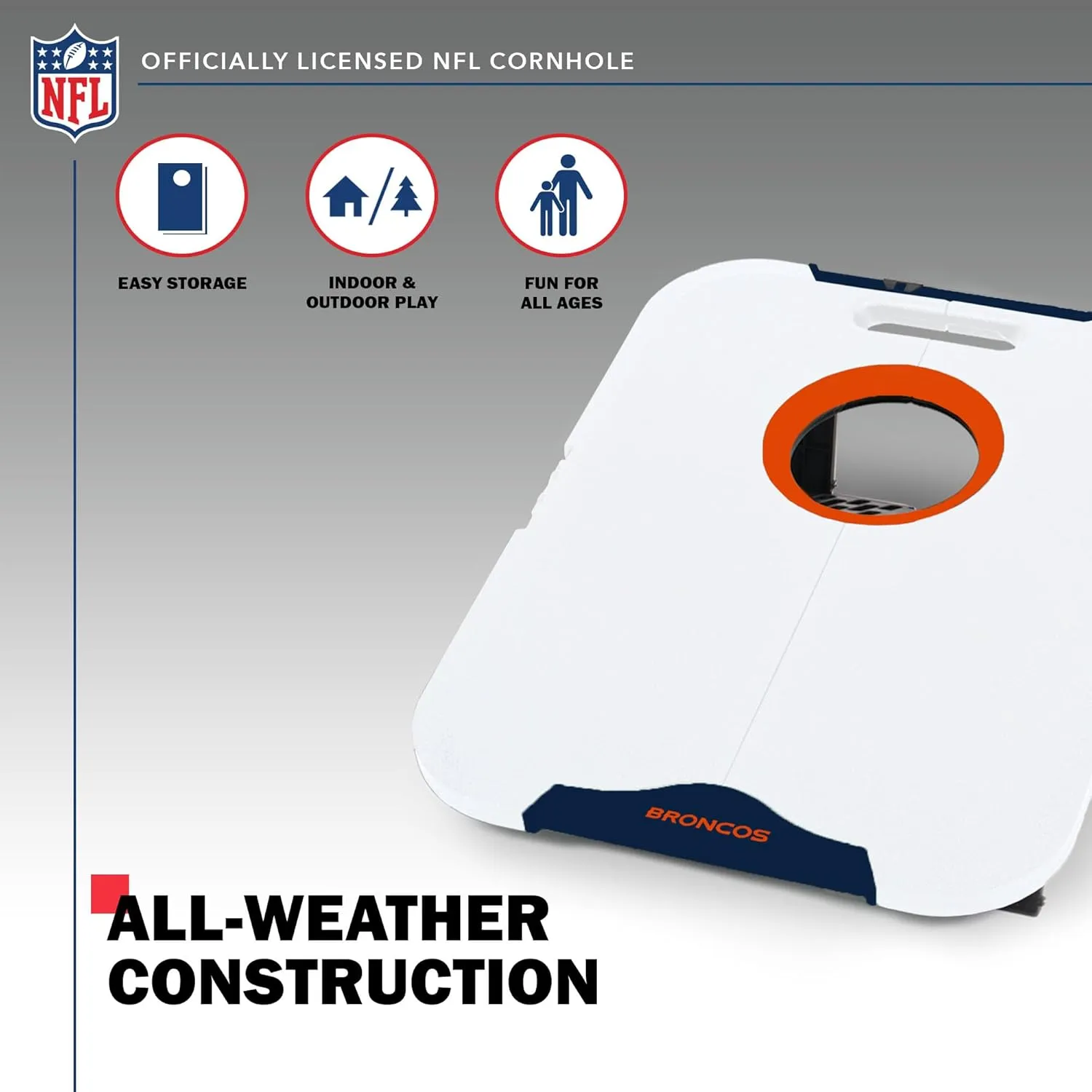Wild Sports NFL Pro Football All-Weather Cornhole Set - Travel Bean Bag Toss Set Includes 8 Bean Bags