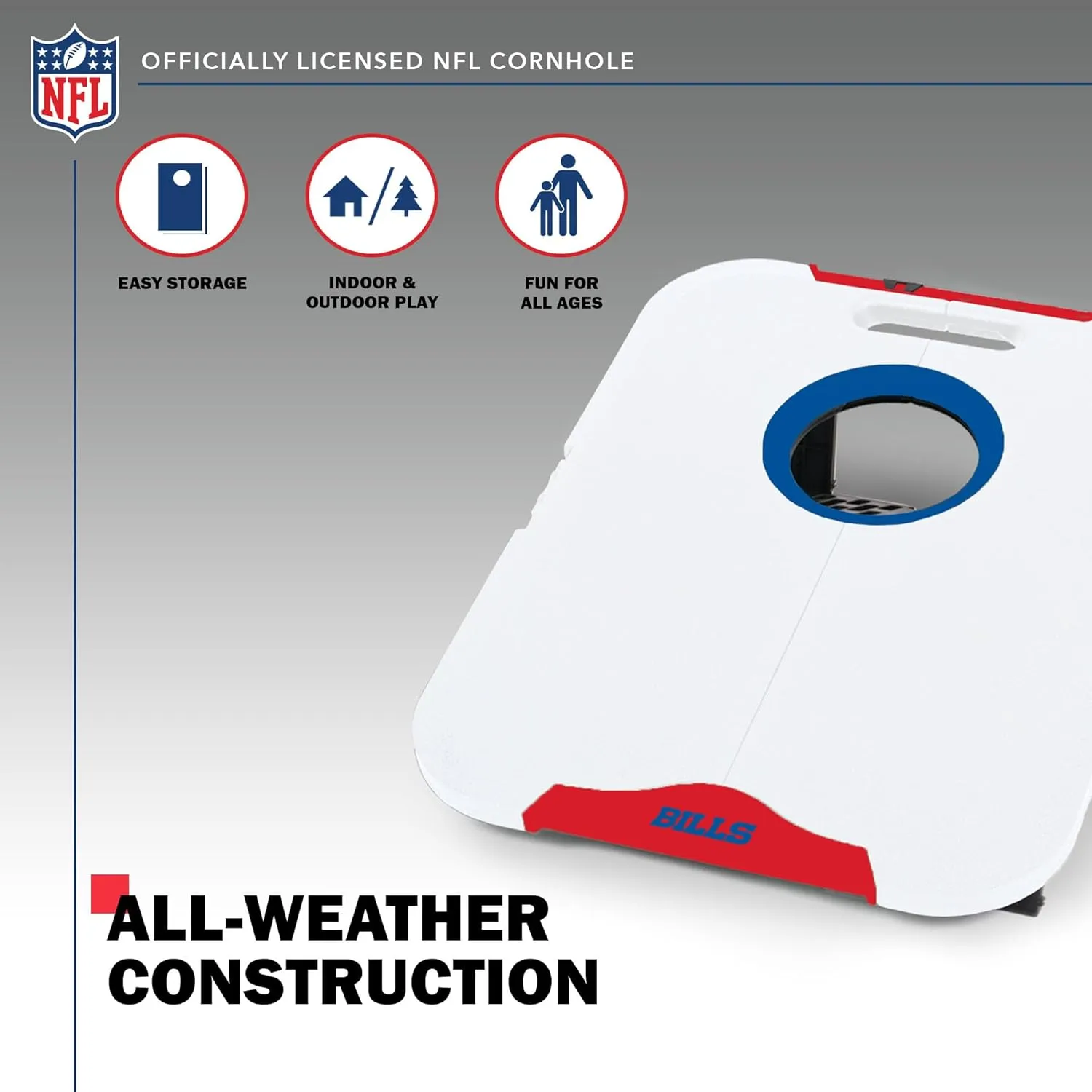Wild Sports NFL Pro Football All-Weather Cornhole Set - Travel Bean Bag Toss Set Includes 8 Bean Bags