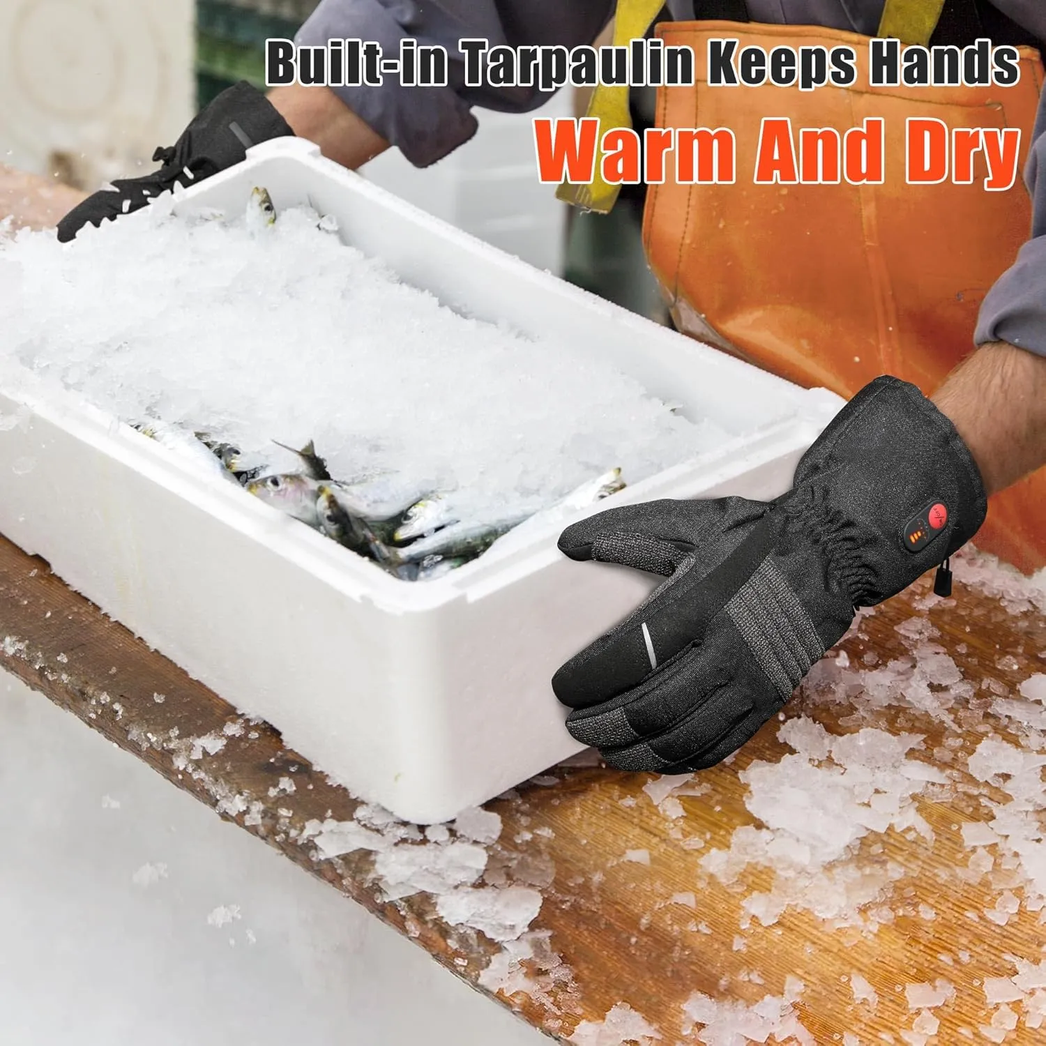 Winter Heated Gloves for Work - Durability Gloves with Grip, Impact-Resistant Rubber Back Insulated Work Gloves