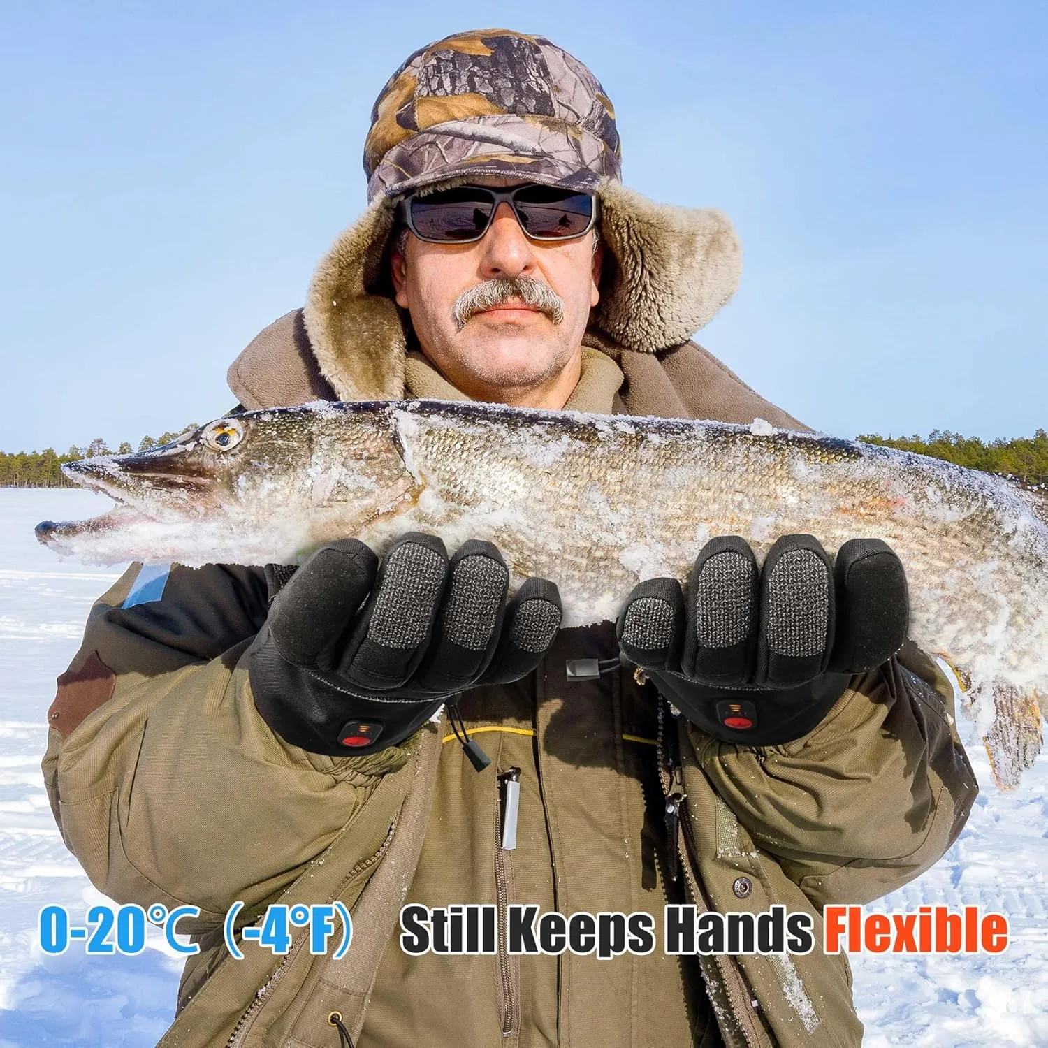 Winter Heated Gloves for Work - Durability Gloves with Grip, Impact-Resistant Rubber Back Insulated Work Gloves
