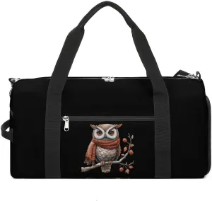 Winter Owl Sports Gym Bag for Men Women Travel Duffel Bag with Shoulder Strap