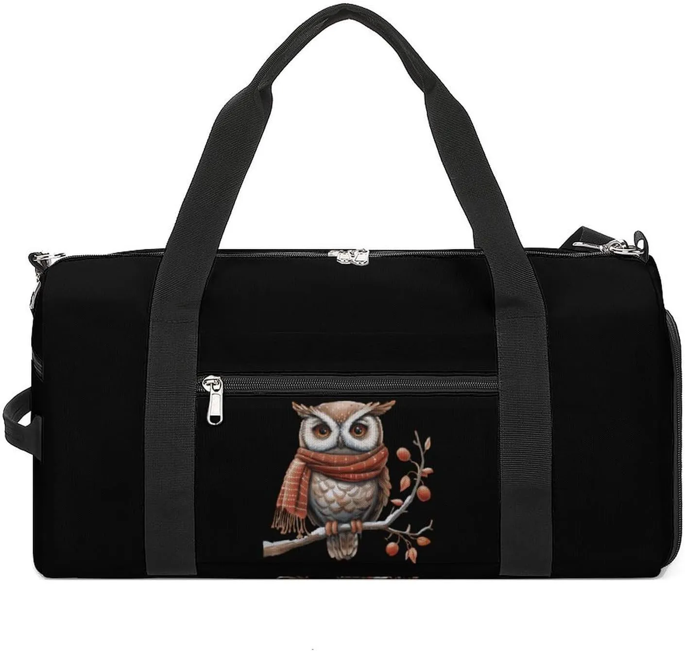 Winter Owl Sports Gym Bag for Men Women Travel Duffel Bag with Shoulder Strap
