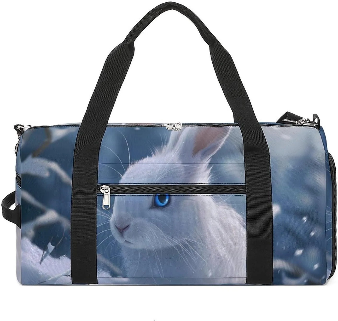 Winter Snow Cute Rabbit Bunny Sports Gym Bag for Men Women Travel Duffel Bag with Shoulder Strap