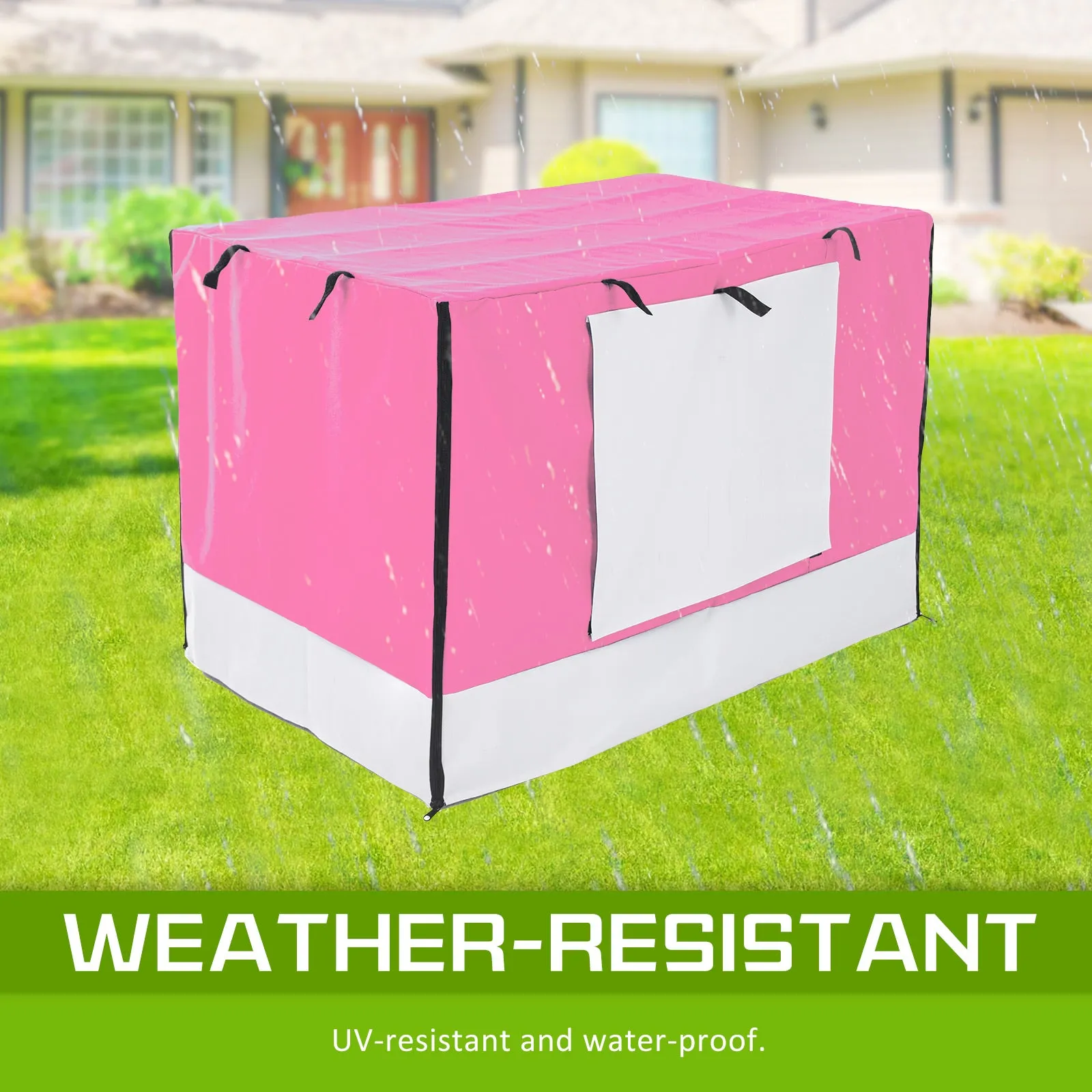 Wire Dog Cage Foldable Crate Kennel 24in with Tray   PINK Cover Combo