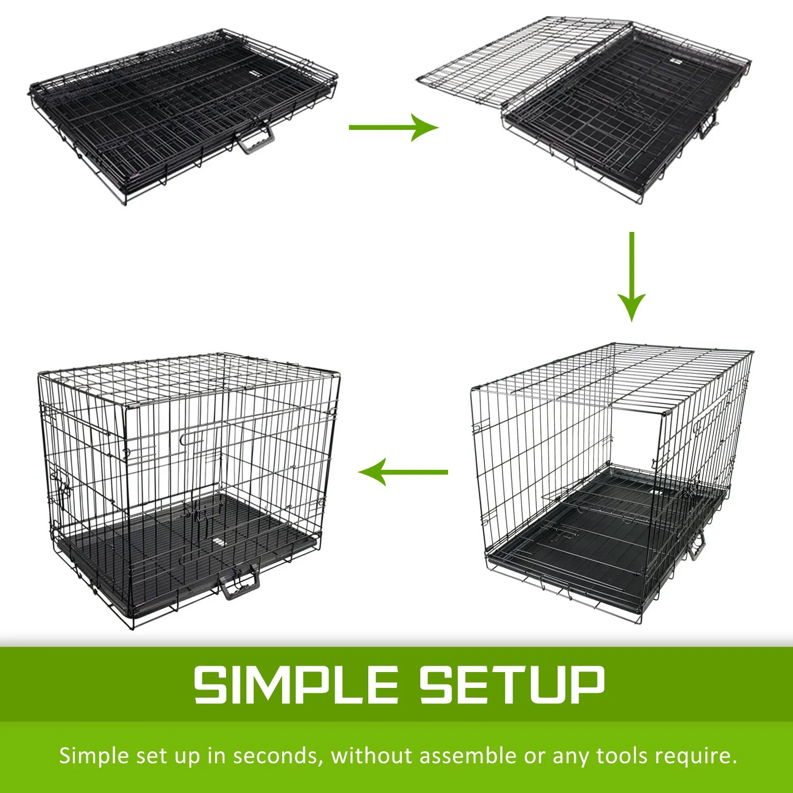 Wire Dog Cage Foldable Crate Kennel 24in with Tray   PINK Cover Combo