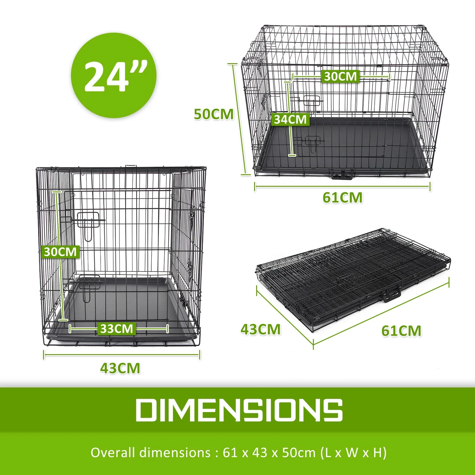 Wire Dog Cage Foldable Crate Kennel 24in with Tray   PINK Cover Combo
