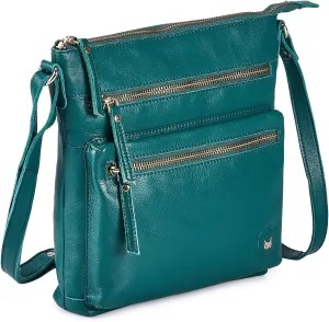 Wise Owl Accessories Small Crossbody Bags for Women Real Leather Purse Handbags Crossover Over the Shoulder Pocketbook