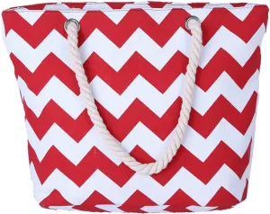 Woman Summer Beach bag Stripe Canvas tote bag with Zipper and Rope Handle large Shoulder Bag