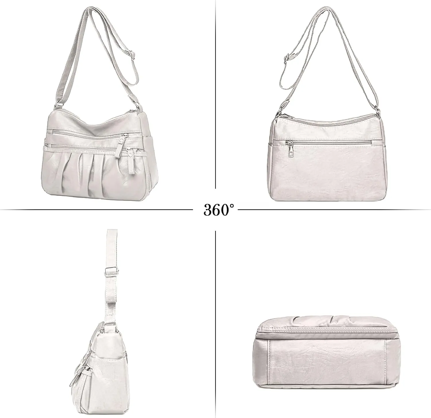 Women Crossbody Handbags Waterproof Shoulder Bag Ladies Soft Leather Purse Satchel Multi Pocket Messenger Bag