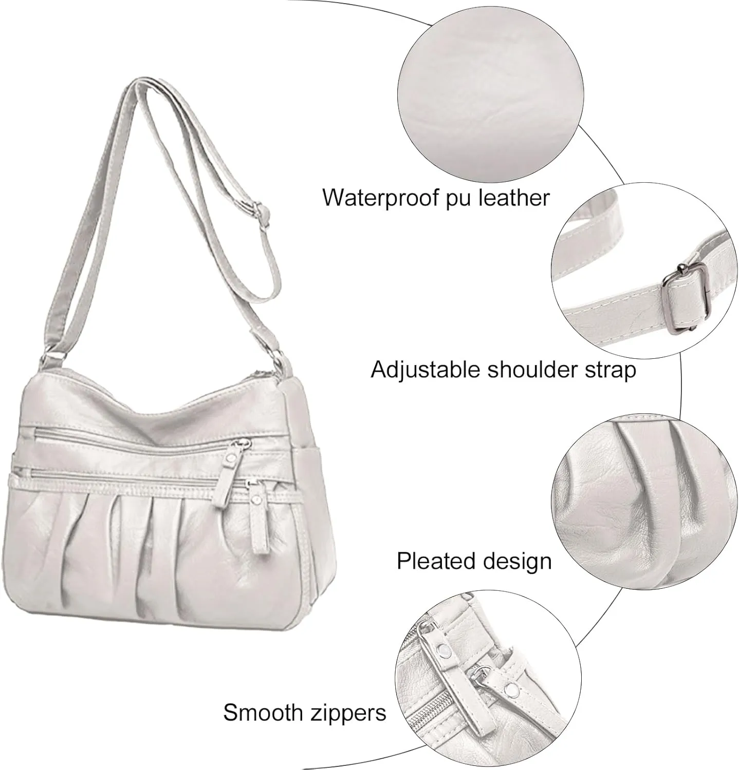 Women Crossbody Handbags Waterproof Shoulder Bag Ladies Soft Leather Purse Satchel Multi Pocket Messenger Bag