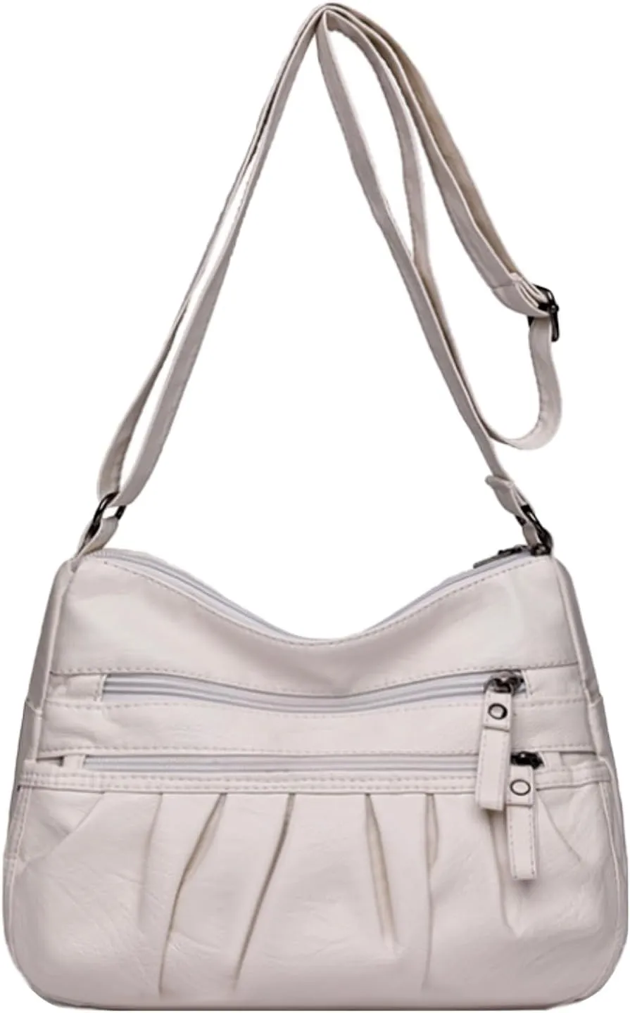 Women Crossbody Handbags Waterproof Shoulder Bag Ladies Soft Leather Purse Satchel Multi Pocket Messenger Bag