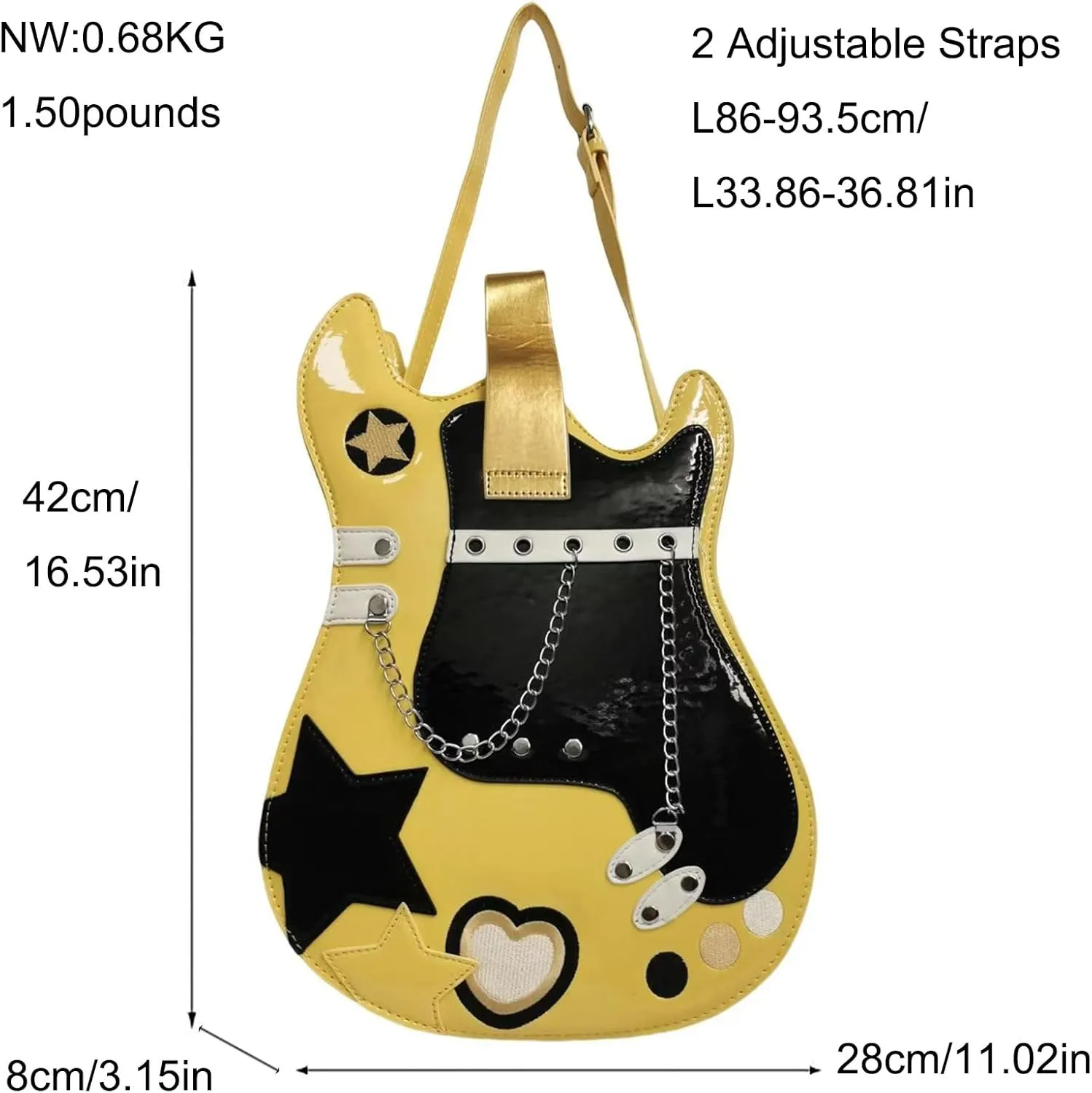 Women Guitar Shaped Backpack Unique Crossbody Shoulder Bag PU Leather Novelty Guitar Purse