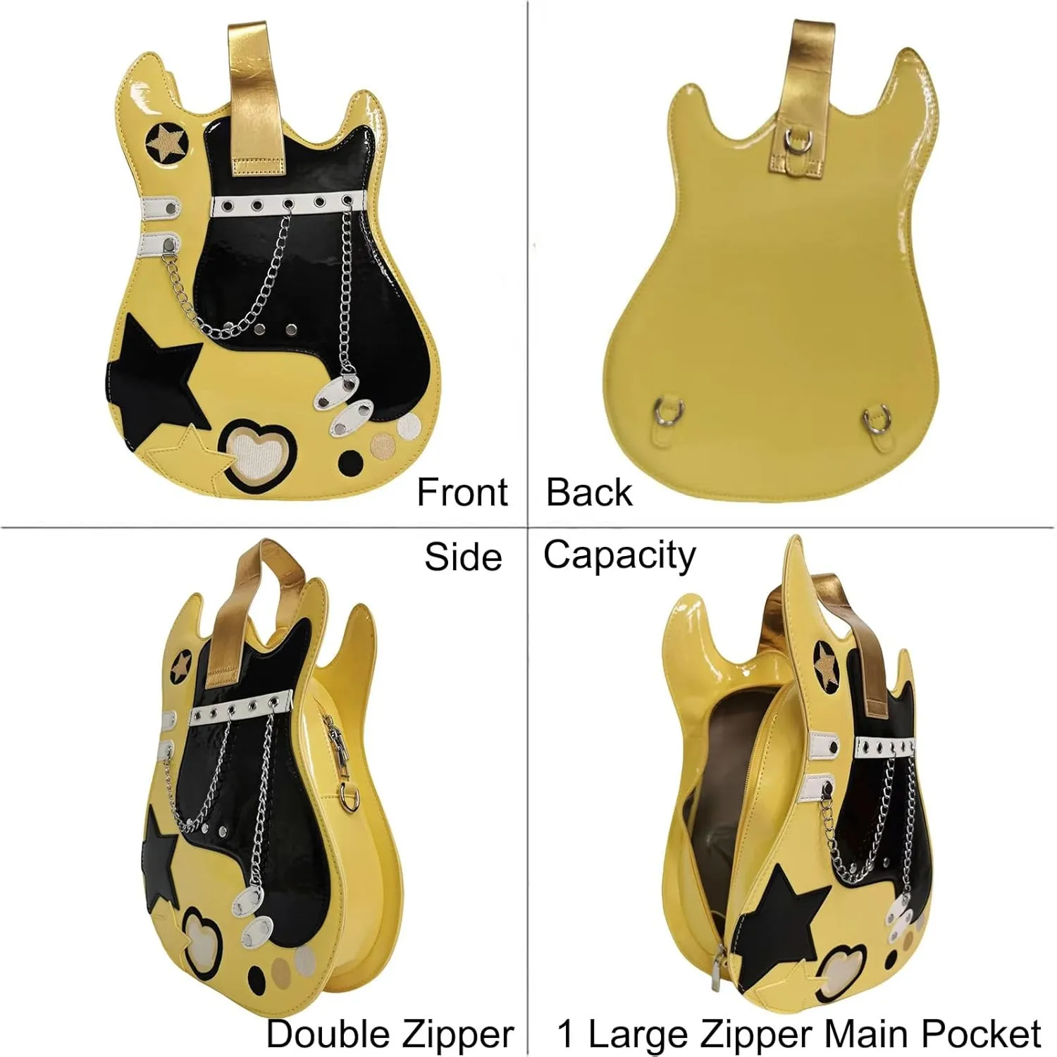 Women Guitar Shaped Backpack Unique Crossbody Shoulder Bag PU Leather Novelty Guitar Purse