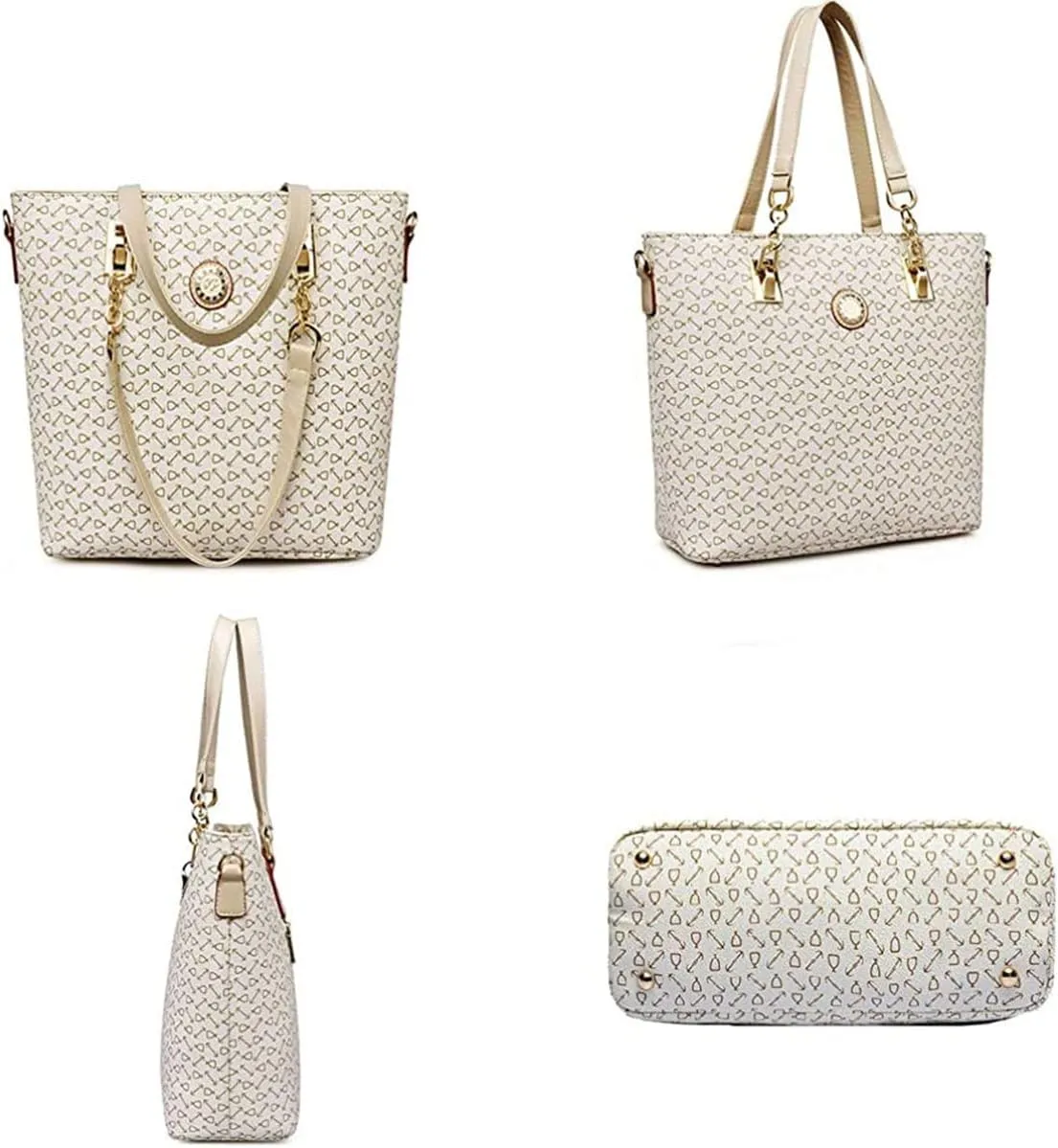 Women Handbag Set 6 Pcs PU Leather Tote Purse Multi-purpose Classic Shoulder Bag Top Handle Bag Satchel
