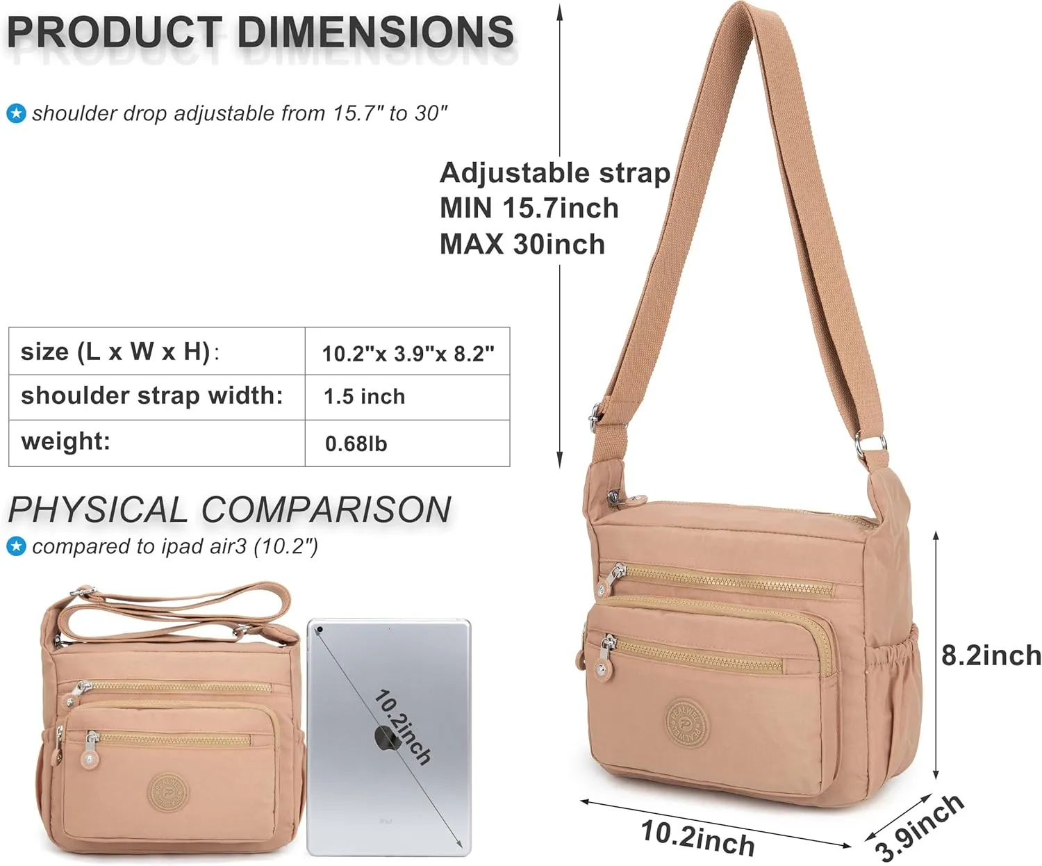Women Shoulder Handbag Roomy Multiple Pockets Bag Ladies Crossbody Purse Tote Top Handle Satchel