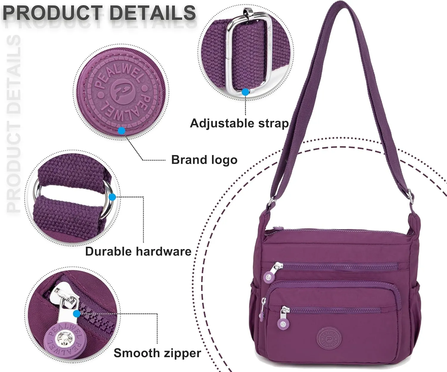 Women Shoulder Handbag Roomy Multiple Pockets Bag Ladies Crossbody Purse Tote Top Handle Satchel
