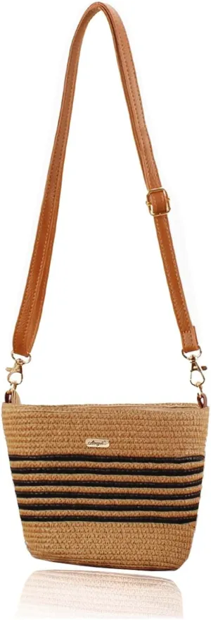Women Straw Cross Body Bag Summer Beach Handbag Crochet Shoulder Bag