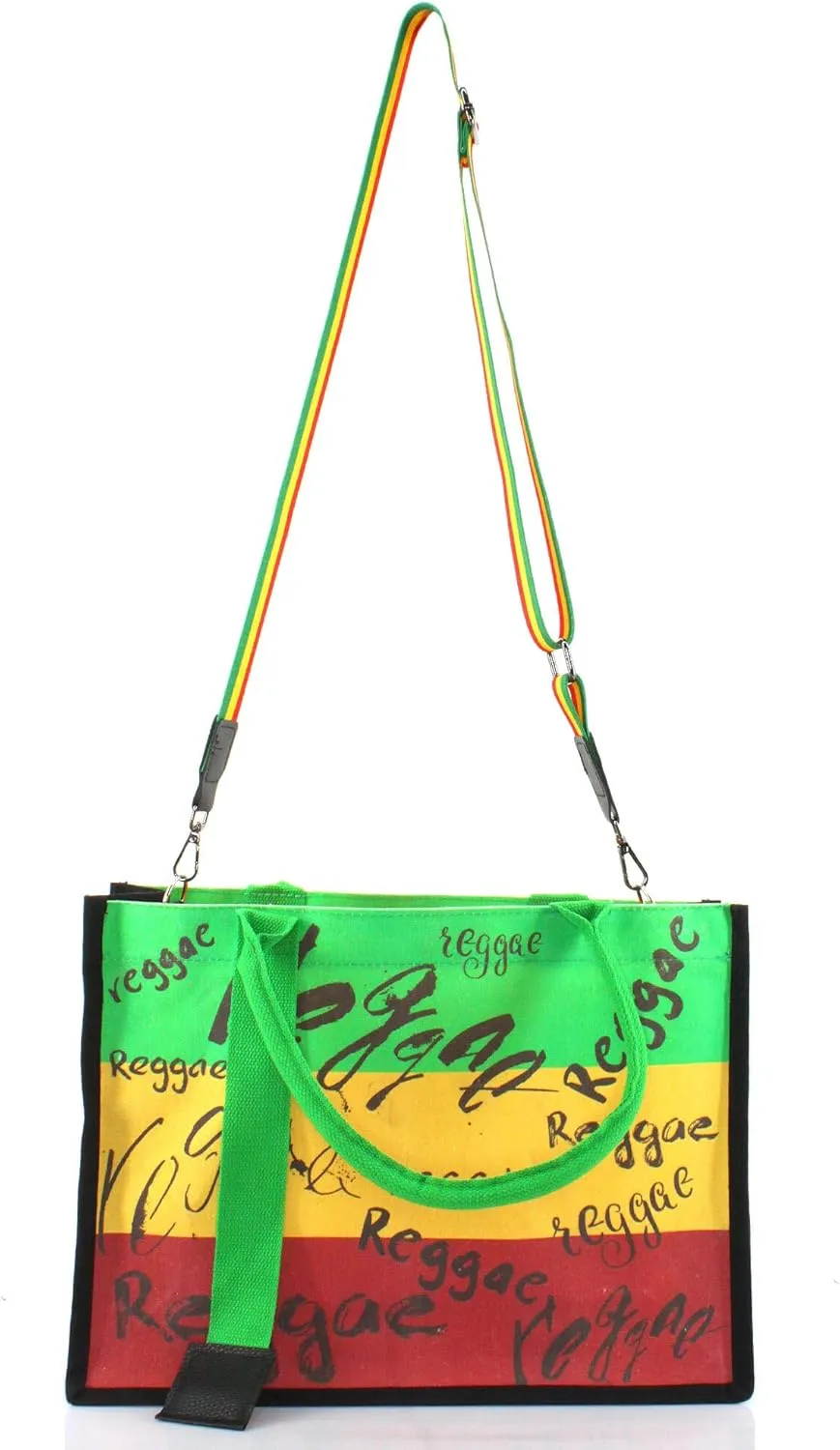 Women's Canvas Tote Bag Waterproof Ribbon Beach Bag Jamaican Reggae Party Bag