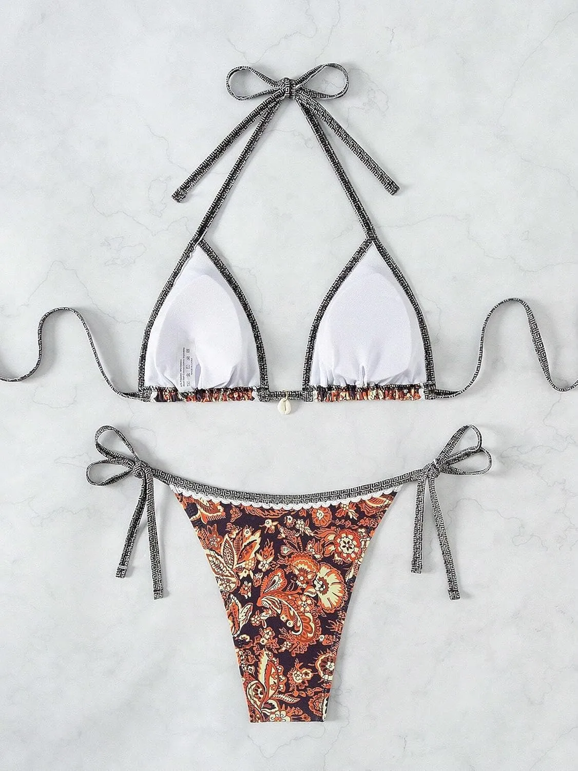 Women's Floral Printed Bathing Suit Halter Paisley Summer Swimsuit Bikinis Set