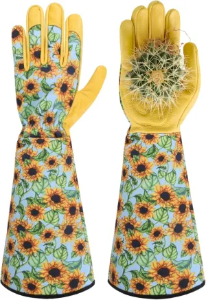 Womens Gardening Weeding Working Gloves, Leather Garden Glove for Women Thorn Proof No Stab for Digging, Planting,Pruning