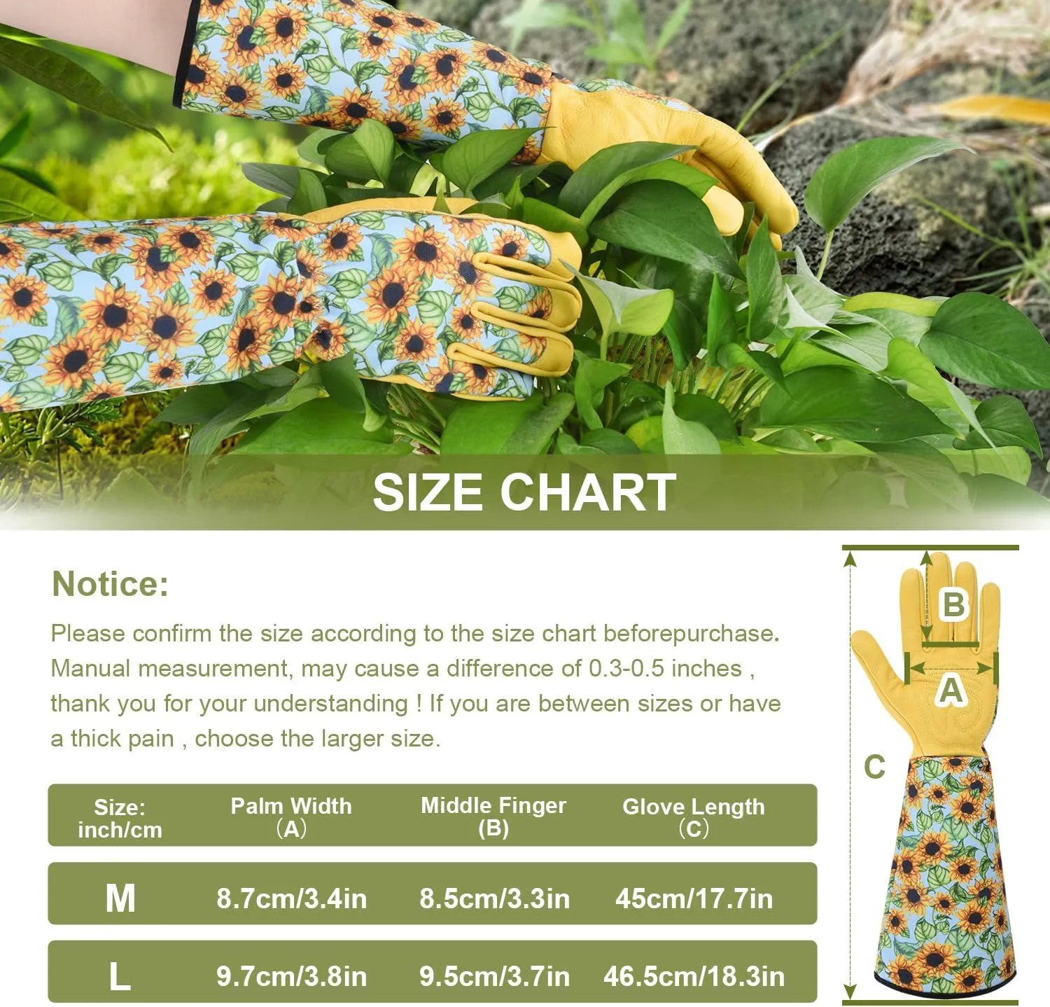 Womens Gardening Weeding Working Gloves, Leather Garden Glove for Women Thorn Proof No Stab for Digging, Planting,Pruning