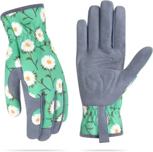 Womens Gardening Weeding Working Gloves, Leather Garden Glove for Women Thorn Proof No Stab for Digging, Planting,Pruning