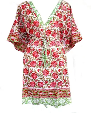 Women's Kaftan Pure Cotton Hand Block Printed for Swimsuit & Cover-up