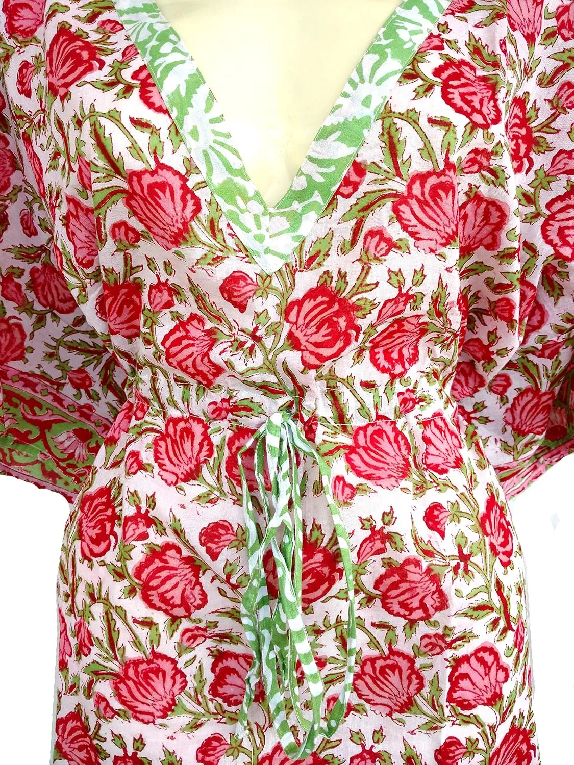 Women's Kaftan Pure Cotton Hand Block Printed for Swimsuit & Cover-up