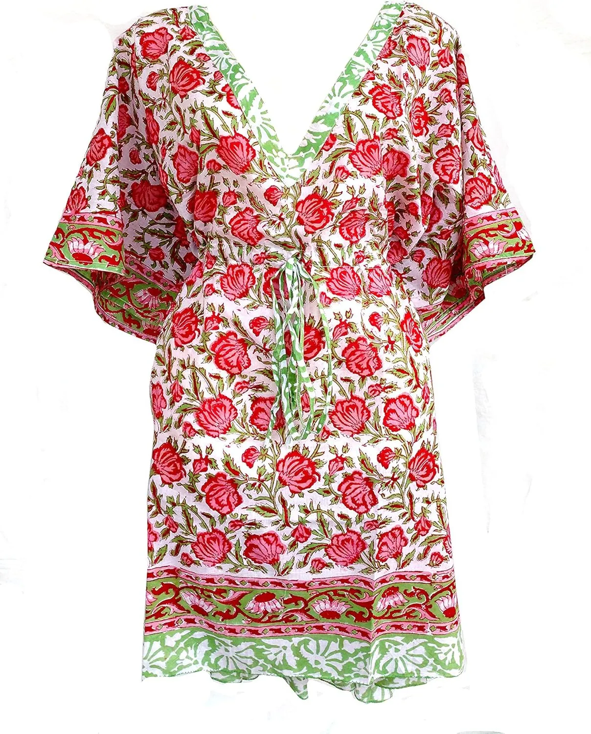 Women's Kaftan Pure Cotton Hand Block Printed for Swimsuit & Cover-up