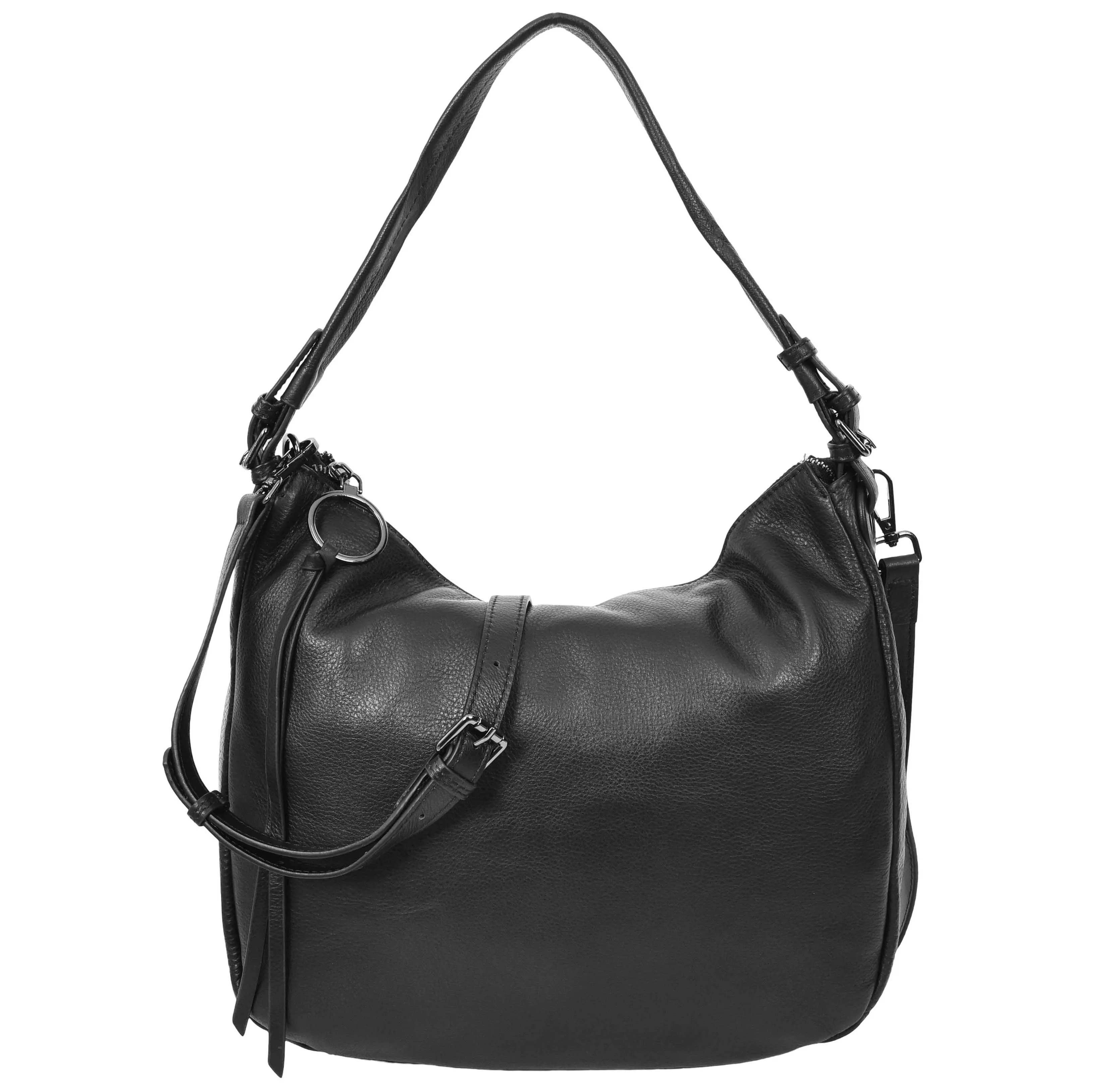 Womens Leather Hobo Handbag Soft Large Multi Straps Zipper Shoulder Bag A202 Black