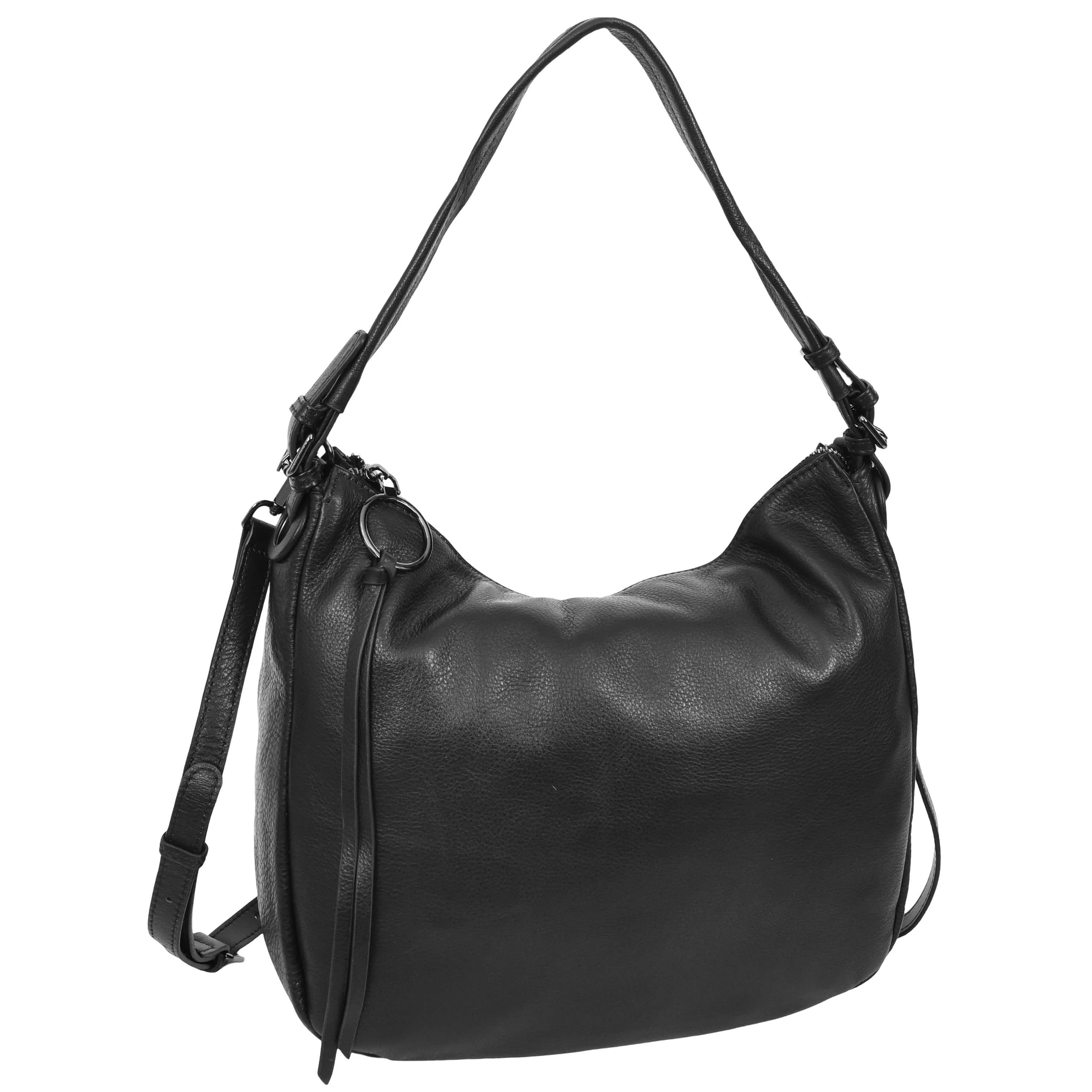Womens Leather Hobo Handbag Soft Large Multi Straps Zipper Shoulder Bag A202 Black