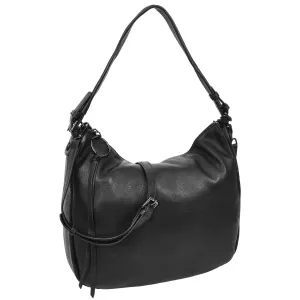Womens Leather Hobo Handbag Soft Large Multi Straps Zipper Shoulder Bag A202 Black