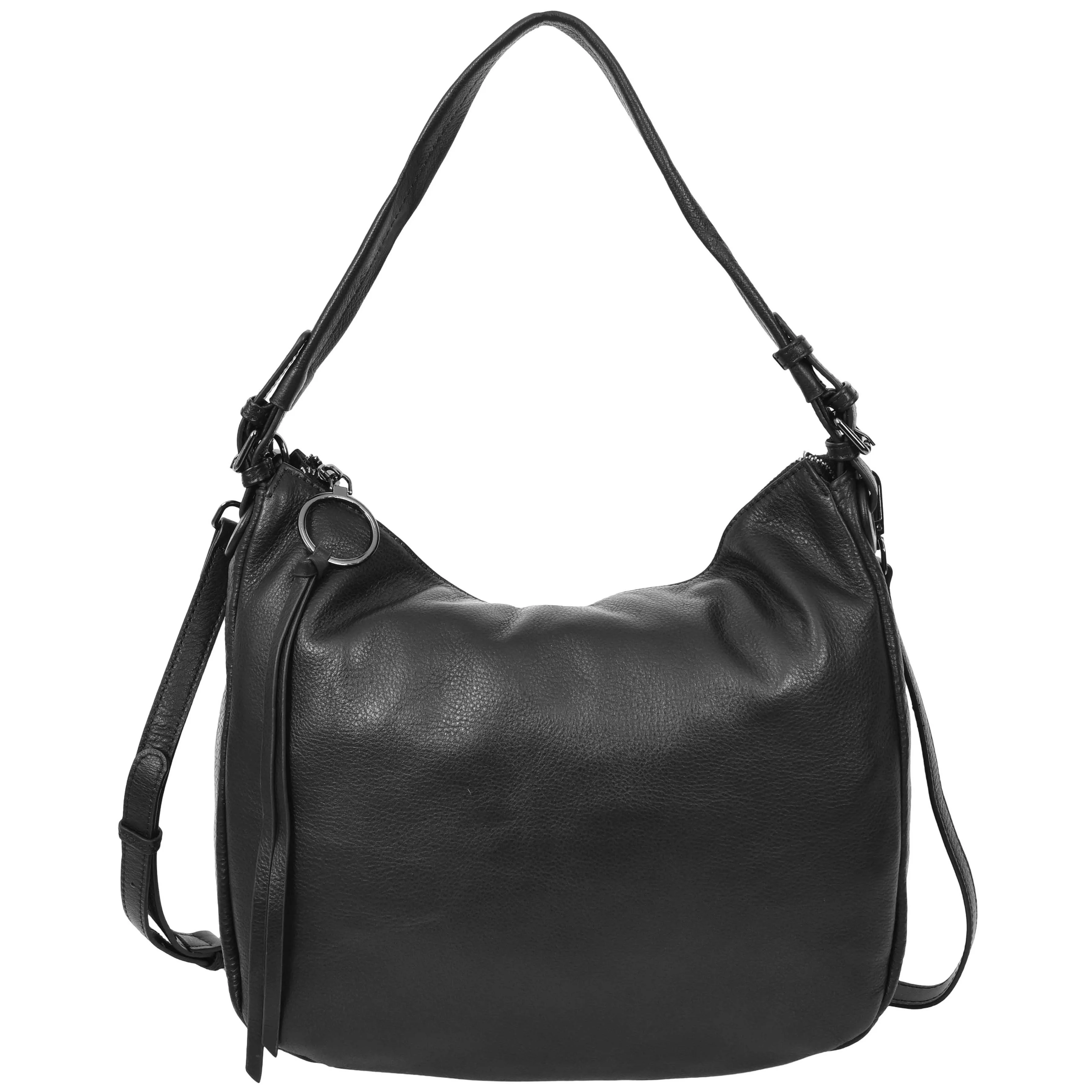 Womens Leather Hobo Handbag Soft Large Multi Straps Zipper Shoulder Bag A202 Black