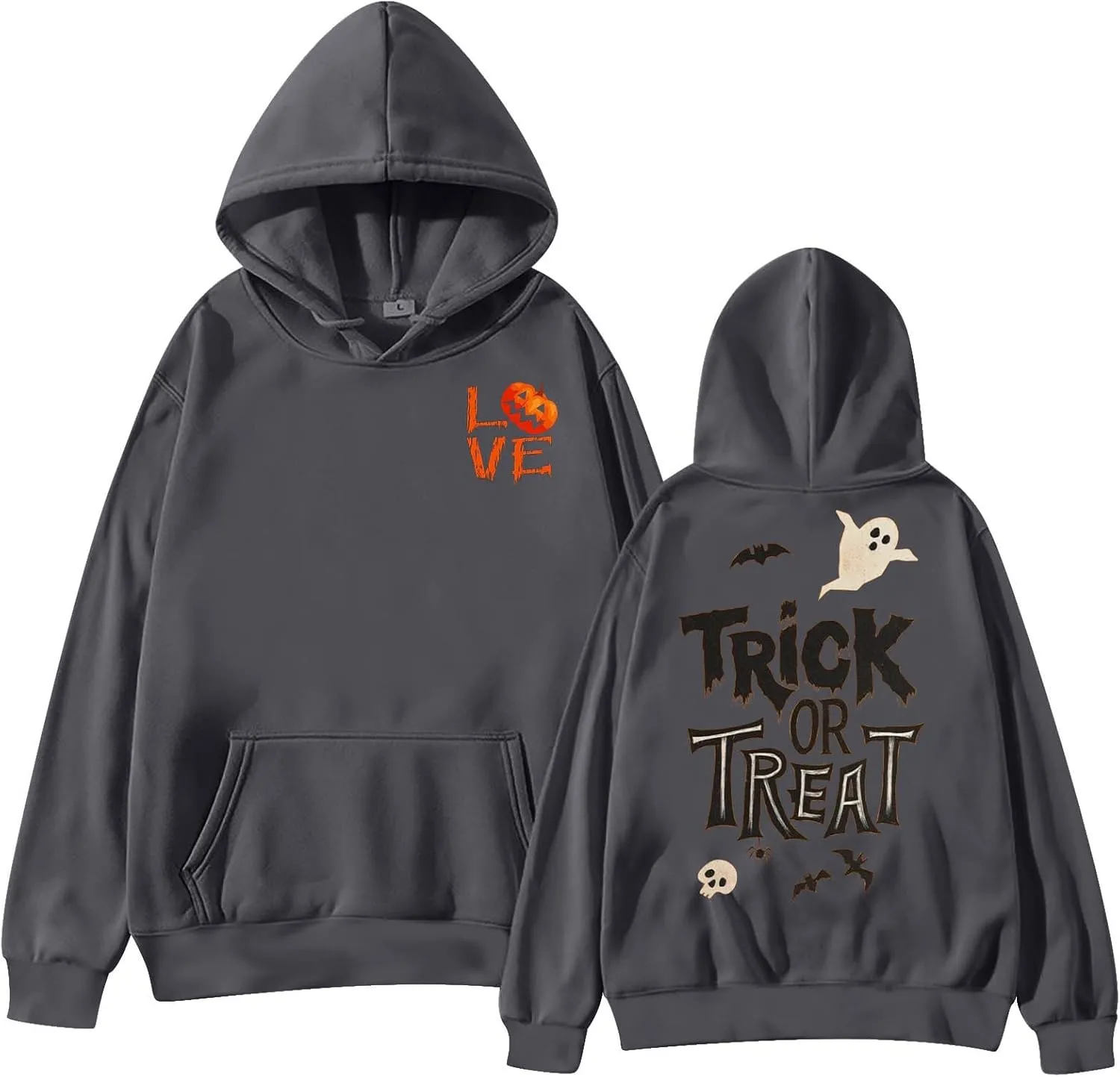 Womens Letter Pumpkin Graphic Hoodies Halloween Sweatshirtfor Teen Girly2K Preppy Sweatshirts Pullover