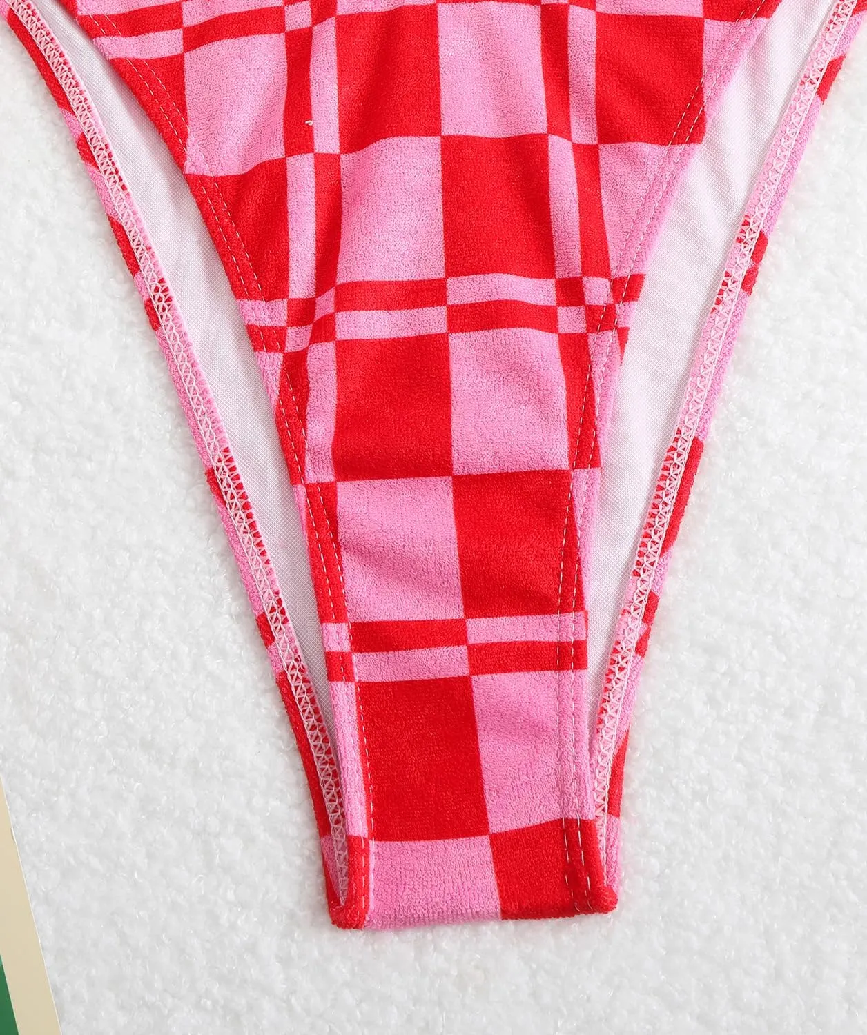 Women's Plaid Printed Bathing Suit Halter High Waist Summer Swimsuit Bikinis Set